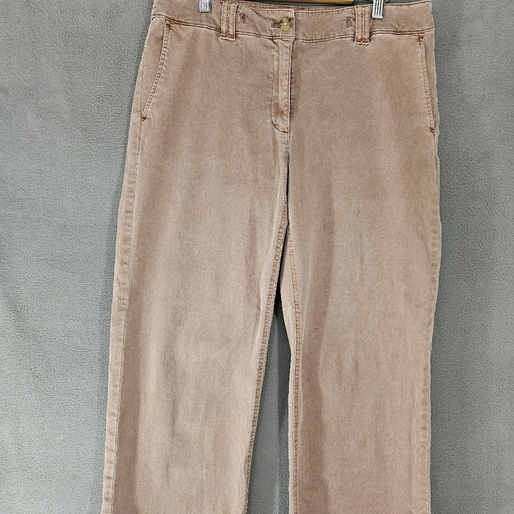 J Jill Womens 8 Chino Khaki Crop Tan Wide Leg High-Rise Stretch